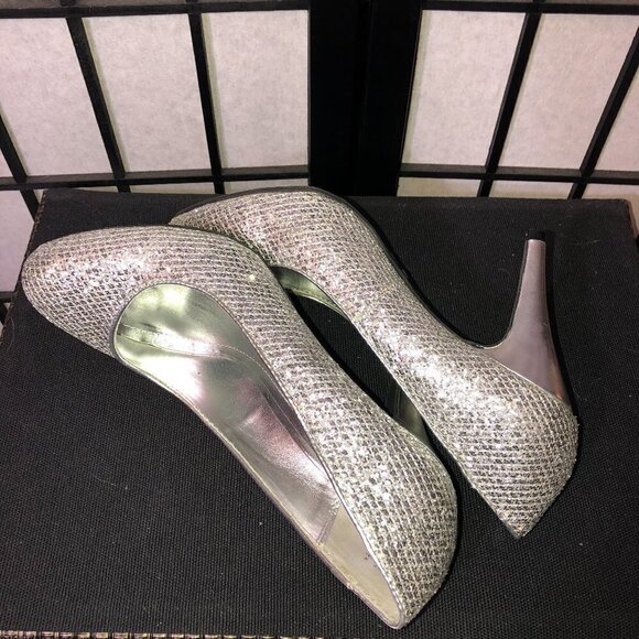 BAMBOO GLITTER SILVER PUMPS SIZE 8/38 - Picture 3 of 3